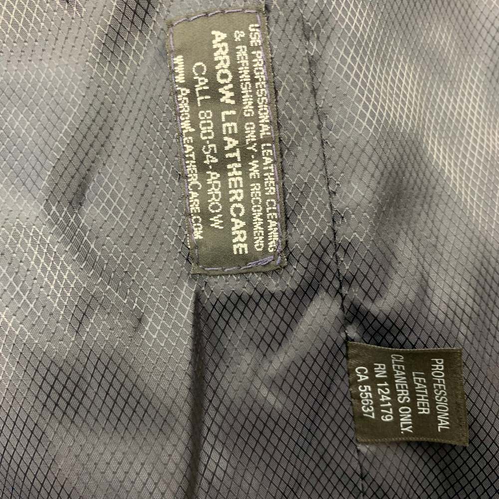 REMY Navy Tan Leather Zip Up Jacket - Picture 5 of 6